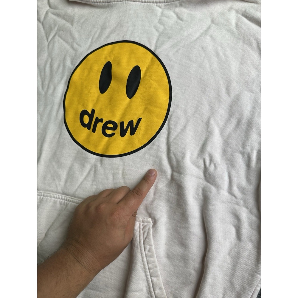 Drew House Mascot Smiley Logo Cream Pullover Hoodie Justin Bieber, Size XS - Picture 8 of 12